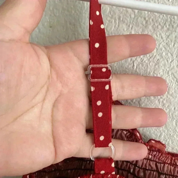 🆕Boho Trendy Floral Blooming Wine Abstract Dot Smocked A-Line Dress S🆕 - Picture 7 of 12